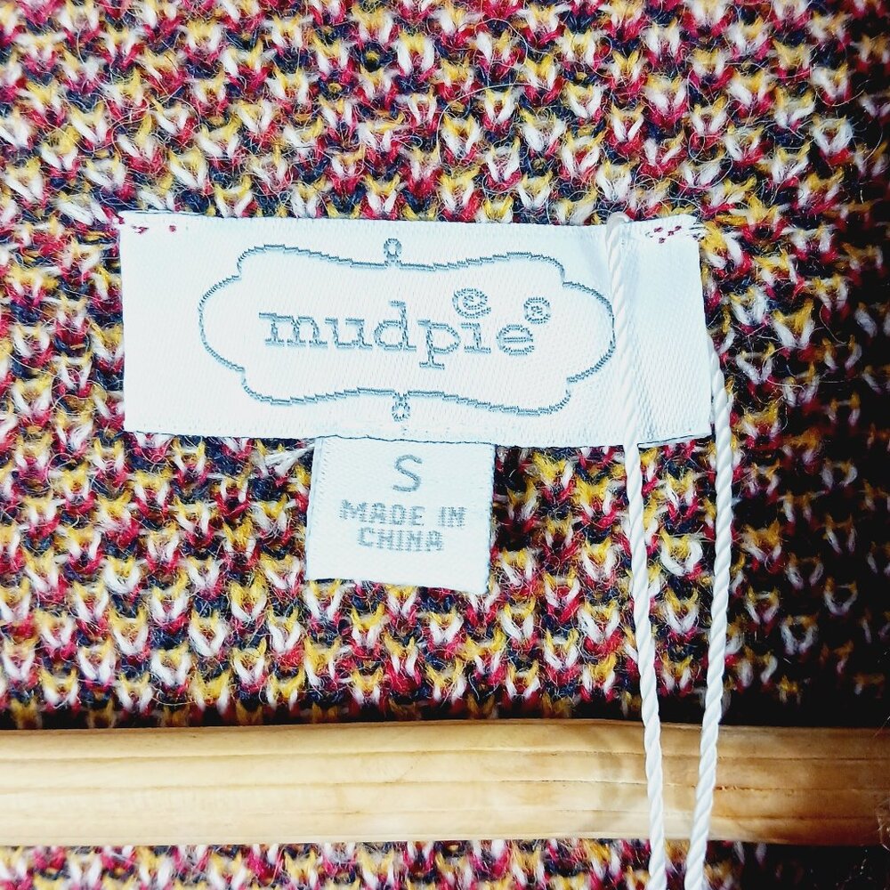 NWT Mudpie, Red Jenson Plaid, Mock, Pullover Sweater, Wide Sleeve, Sz Small Cozy - Picture 2 of 16